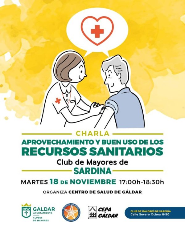 Gáldar: Charla informativa: “Aprovechamiento y buen uso de los recursos sanitarios” dirigida a personas mayores