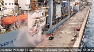 Puertos de Las Palmas ensaya con un simulacro su respuesta ante un atentado terrorista en el muelle Reina Sofía