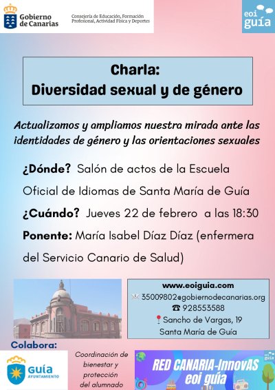 La Escuela Oficial de Idiomas de Santa Mar&iacute;a de Gu&iacute;a organiza una charla sobre diversidad sexual y de g&eacute;nero