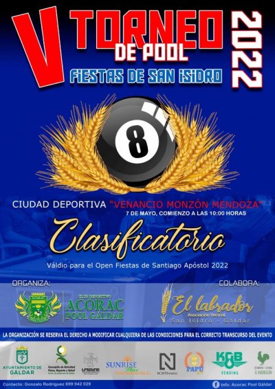 Gáldar: V Torneo de Pool de Bola 8 Fiestas de San Isidro Labrador 2022