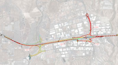 Obras P&uacute;blicas inicia la colocaci&oacute;n de cuatro vigas para construir dos pasos superiores en el enlace de Chafiras