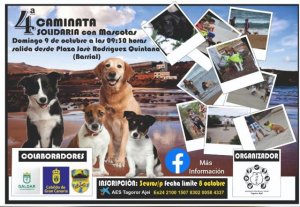 AES Tagoror Ajei les invita a participar el próximo domingo día 9 de octubre a la IV Caminata Solidaria con Mascotas