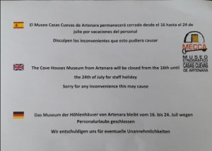 Artenara: Cierre del Museo Etnográfico Casas Cuevas de Artenara del 16 al 24 de Julio
