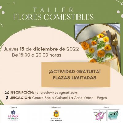 Abierto el plazo de inscripción para el Taller “FLORES COMESTIBLES”, que se celebrará en Firgas el 15 de diciembre