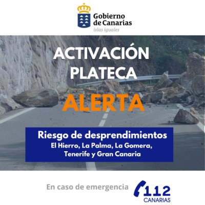 Actualizaci&oacute;n PLATECA: situaci&oacute;n de alerta por riesgo de desprendimientos en las islas occidentales y Gran Canaria