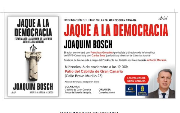 El magistrado Joaquim Bosch presenta en Gran Canaria su último libro, ‘Jaque a la democracia’