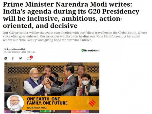 La presidencia india del G20 defenderá los intereses del Sur Global