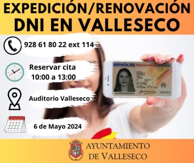 La población de Valleseco podrá renovar su DNI sin ir a la ciudad