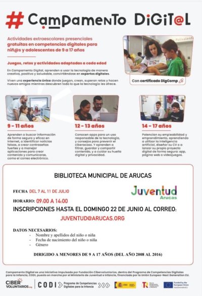 Arucas: Puesta en marcha el Campamento Digital para jóvenes.