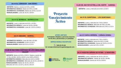 G&aacute;ldar retoma el proyecto 'Envejecimiento Activo' en los Clubes del Mayor y Asociaciones de Vecinos del municipio