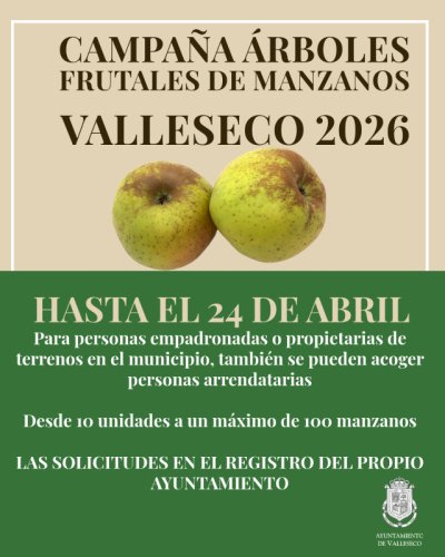 Valleseco activa la campa&ntilde;a de subvenci&oacute;n de manzaneros 2026 hasta el 24 de abril