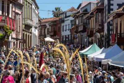 Teror: La Semana Santa inició su programa con una multitudinaria Bendición de Ramos y procesión de La Burrita