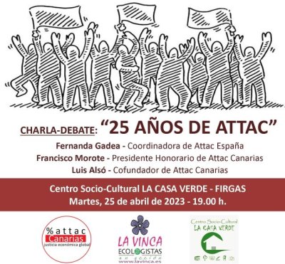La Casa Verde de Firgas acoge una Charla-Debate sobre los 25 años de ATTAC