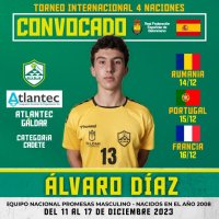 Balonmano: &Aacute;lvaro D&iacute;az convocado con la Selecci&oacute;n Espa&ntilde;ola Cadete para el Torneo Cuatro Naciones