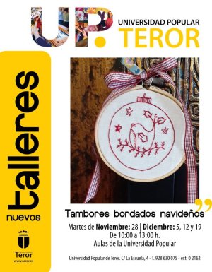 La Universidad Popular imparte en diciembre un taller decorativo para la realización de tambores bordados navideños