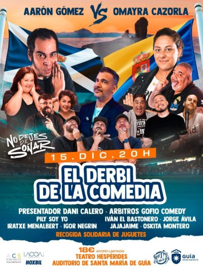 M&aacute;s de una decena de humoristas de Canarias, con Omayra Cazorla y Aar&oacute;n G&oacute;mez al frente, participan en &lsquo;El Derbi de la Comedia&rsquo; este viernes en Gu&iacute;a
