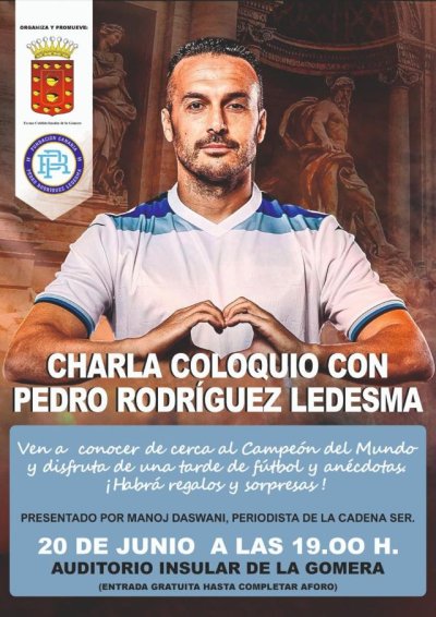 El futbolista Pedro Rodríguez protagoniza una charla en La Gomera para compartir fútbol, valores y anécdotas
