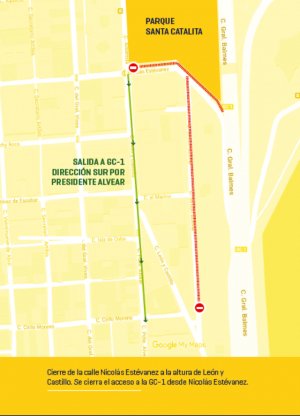 Las Palmas: El Ayuntamiento ejecuta un nuevo desvío de tráfico en la zona de Santa Catalina