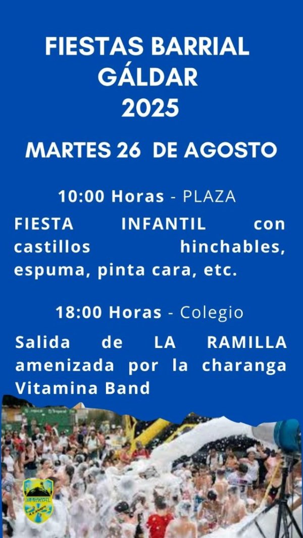 Gáldar: Barrial dedica este martes 26 de agosto a los más pequeños, con La Ramilla y la Fiesta Infantil