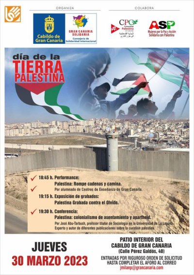 "Gran Canaria Solidaria" ahonda en la realidad que vive el pueblo palestino en la conmemoraci&oacute;n del D&iacute;a de la Tierra Palestina