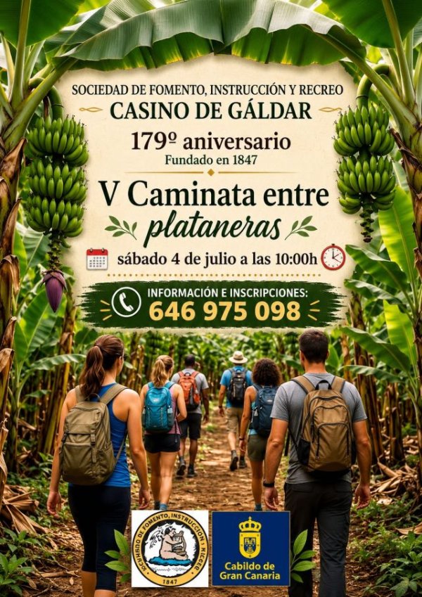 El Casino de G&aacute;ldar celebra la V Caminata entre Plataneras