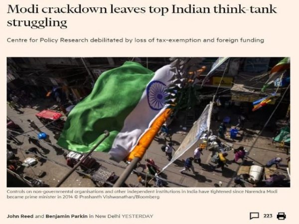 ¿Por qué al Financial Times le importa que un think tank indio ya no esté exento de impuestos?
