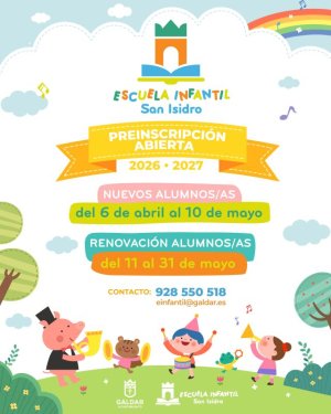 G&aacute;ldar: La Escuela Infantil de San Isidro abre el periodo de preinscripci&oacute;n para el curso 2026/2027