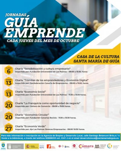 Las Jornadas &lsquo;Gu&iacute;a Emprende&rsquo; abordan este jueves los tr&aacute;mites para el inicio de la actividad emprendedora y las subvenciones al empleo aut&oacute;nomo