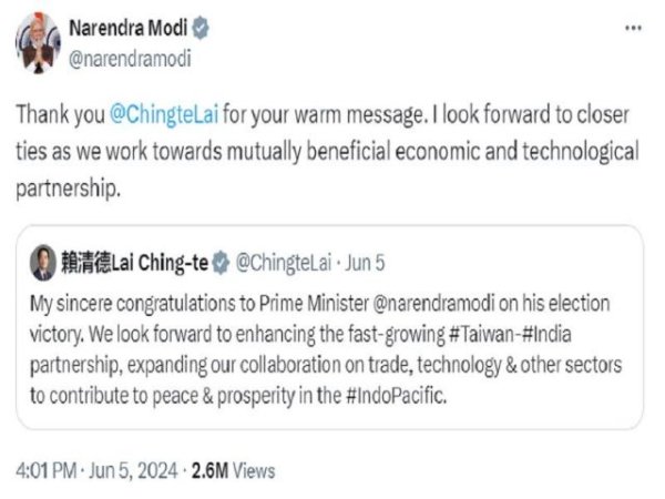 Artículo de opinión: &#039;Modi envió un mensaje inequívoco a China al agradecer al líder de Taiwán sus felicitaciones&#039;