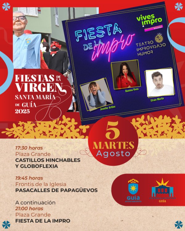 El humor llega este martes a Guía con la ‘Fiesta de la Impro’ de la mano de Jennifer Artiles, Romina Vives y Efraim Martín