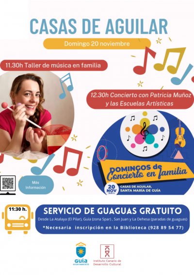 Gu&iacute;a: &Uacute;ltimas plazas para la guagua a Casas de Aguilar donde este fin de semana se celebran los &lsquo;Domingos de Concierto en Familia&rsquo;