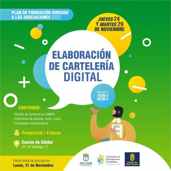 Gáldar: Participación Ciudadana desarrolla una acción formativa de elaboración de cartelería digital