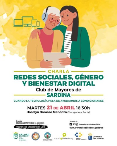 Gáldar: El Club de Mayores de Sardina acoge una charla sobre redes sociales, género y bienestar digital