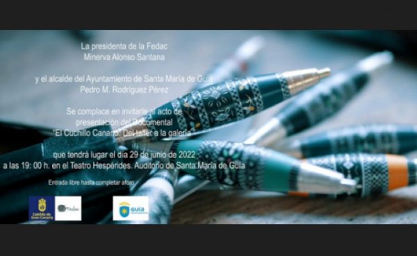 El Teatro Hespérides de Guía acoge la proyección del documental ‘El cuchillo canario, del taller a la galería’