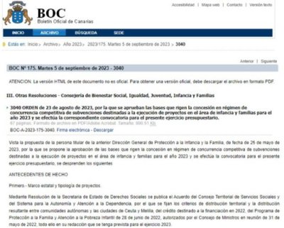Publicada la convocatoria de subvenciones para proyectos de apoyo a la infancia y las familias