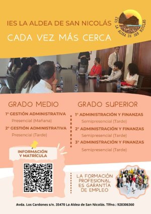 La Aldea de San Nicol&aacute;s impulsa la Formaci&oacute;n Profesional con una oferta adaptada a las necesidades del municipio