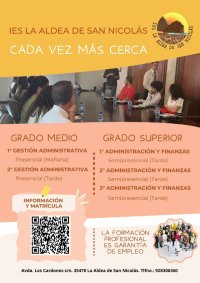 La Aldea de San Nicol&aacute;s impulsa la Formaci&oacute;n Profesional con una oferta adaptada a las necesidades del municipio