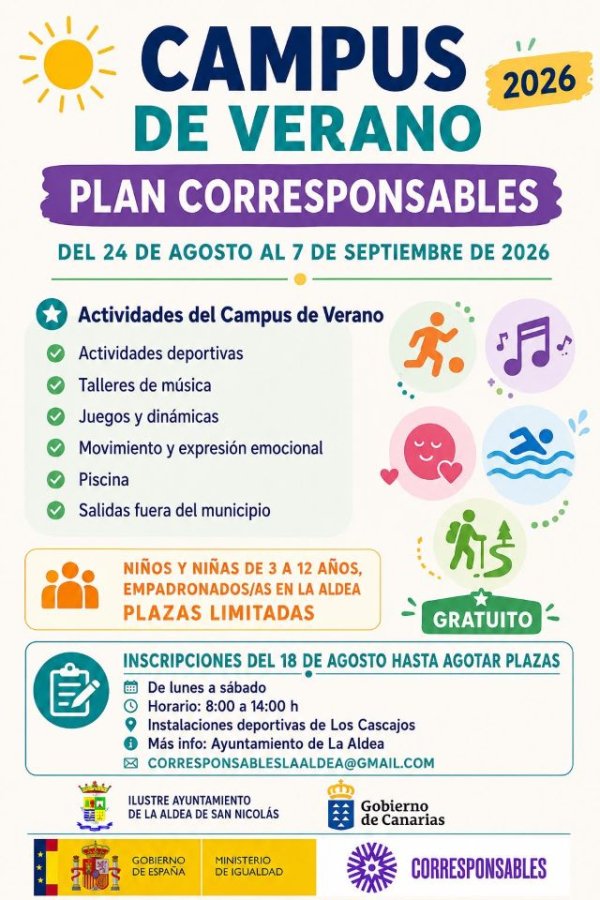 La Aldea de San Nicolás apuesta por la conciliación laboral y familiar en verano a través del Plan Corresponsables