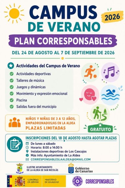 La Aldea de San Nicolás apuesta por la conciliación laboral y familiar en verano a través del Plan Corresponsables