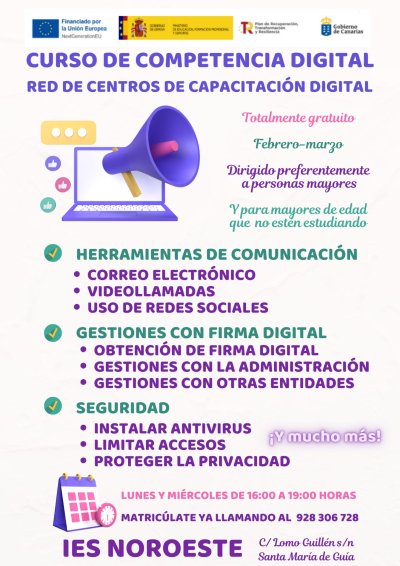 Gu&iacute;a: El IES Noroeste imparte un curso de Competencia Digital gratuito para personas mayores