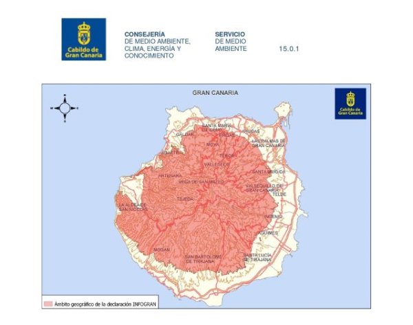El Cabildo declar&oacute; la alerta por riesgo de incendios forestales en Gran Canaria a partir de las 08.00 horas del domingo