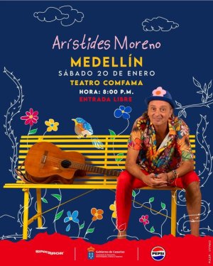 Arístides Moreno se va de gira por Colombia, su primera parada será en Medellín, este sábado 20 de enero,