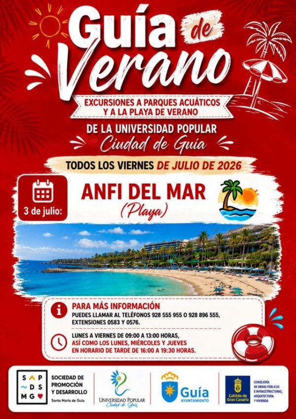 El programa &lsquo;Gu&iacute;a de Verano&rsquo; arranca este viernes con una salida familiar a la playa de Anfi del Mar