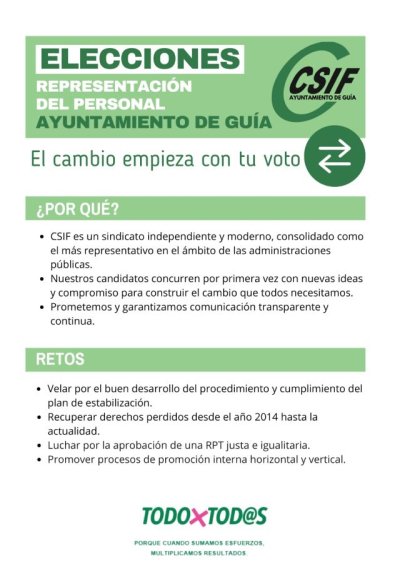 CSIF se presenta a las elecciones de personal laboral del Ayuntamiento de Gu&iacute;a