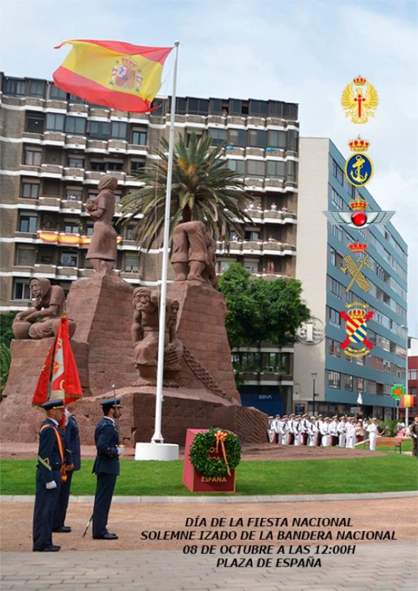 Acto de Izado Solemne de la Bandera de España en Las Palmas de Gran Canaria, con ocasión de la Fiesta Nacional