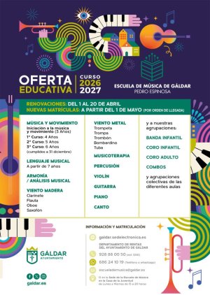 G&aacute;ldar: Este viernes abre el plazo de matr&iacute;cula para nuevos alumnos de la Escuela Municipal de M&uacute;sica