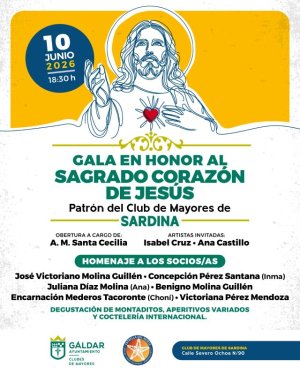 G&aacute;ldar: El Club de Mayores de Sardina celebra este mi&eacute;rcoles una Gala en honor al Sagrado Coraz&oacute;n de Jes&uacute;s