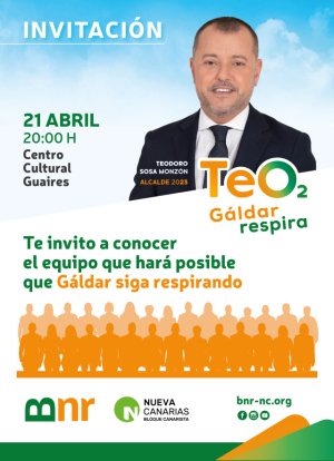 Gáldar: Teodoro Sosa presenta este viernes la candidatura con la que aspira a revalidar la mayoría absoluta