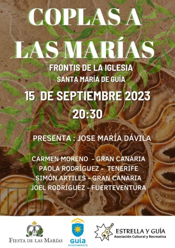 Guía: Estrella y Guía presenta el espectáculo &#039;Coplas a Las Marías&#039; el viernes 15 de septiembre a las 20:30 horas, en el frontis de la Iglesia