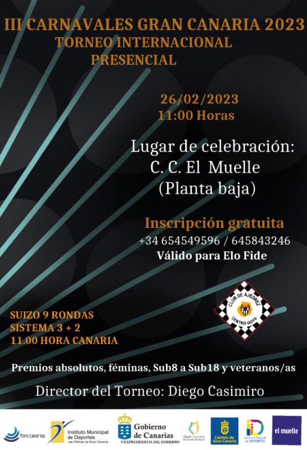 III Torneo Internacional de Ajedrez &quot;Carnavales Gran Canaria 2023&quot; en el Centro Comercial El Muelle